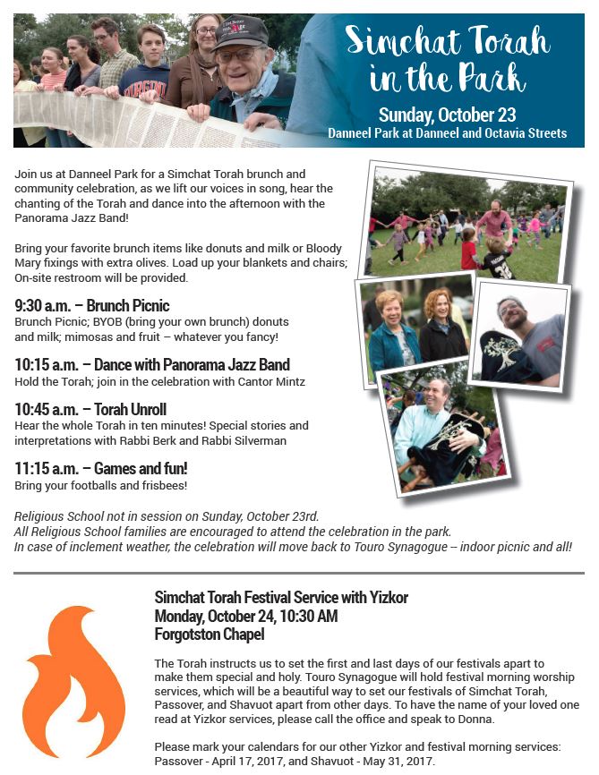 Celebrating Voices October 30th Your >> Simchat2 Touro Synagogue Celebrating Voices October 30th Your >> Simchat2 Touro Synagogue